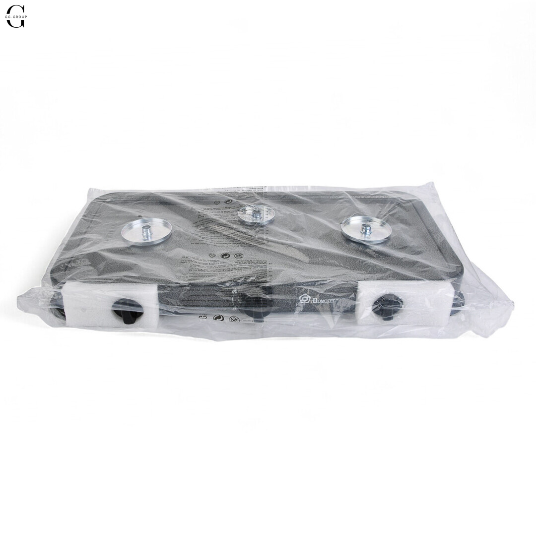 Газовая плита Domotec(Grey) — 3 конфорки, для баллонного газа, без крышки